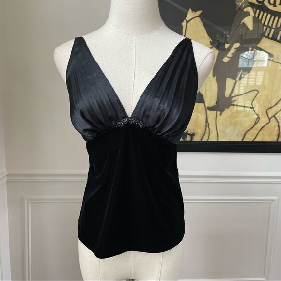 Vintage Neiman Marcus Y2K Velvet Satin Cami Top XS - Picture 1 of 7